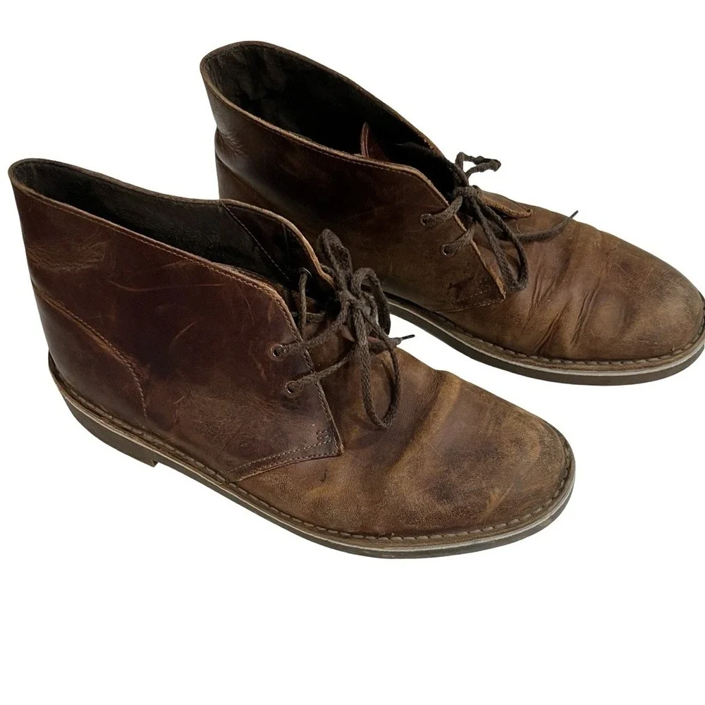 Clarks Boots Mens 10 M Chukka‎ Bootie Brown Leather